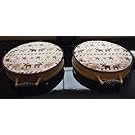 Christmas Chefs Pads Hob Lid Covers for AGA Beige Cream Pair Reindeer Star