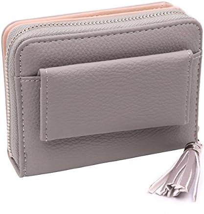 AISIKA Women's Wallet RFID Blocking PU Leather Small Zipper Purse with ID Window (Gray)