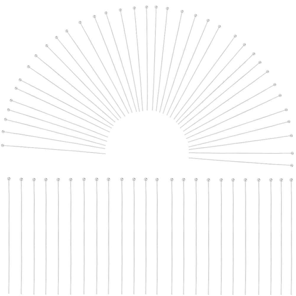 SOFPLATE 1 Box 600Pcs Jewellery Head Pins Long Earring Pins Silver Brass Head Pin Findings Dangle Small Ball Headpins for Jewellery Making Earrings Bracelets Beading Accessories Supplies DIY Beginner