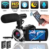 Camcorder Video Camera with Microphone Weton WiFi Vlogging Camera for YouTube Digital Camera Recorder Full HD 1080P 24.0MP 30FPS IR Night Vision Camera 16X Digital Zoom with 2 Batteries and HDMI Cable