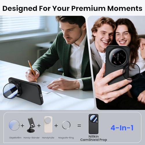 Nillkin Case for Xiaomi 17 Ultra, MagSafe Compatible, Thin Magnetic Phone Case with Tinted Camera Protective Cover & Stand, TPU+CP, Matt, Non-Slip, Black