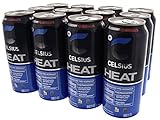 Celsius Heat Carbonated Thermogenic Pre-Workout, Blueberry Pomegranate, for an Accelerated Metabolism and Healthy Energy 12/16oz Cans