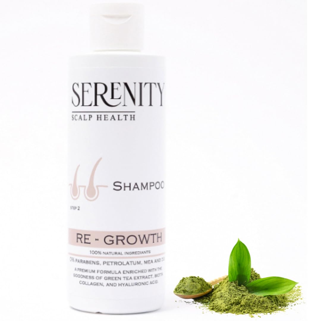 SERENITY SCALP HEALTH Green Tea Shampoo 200ml - Boosts Thickness, Strengthens Collagen, Revitalizes Scalp, Paraben-Free