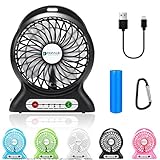 dizauL Portable Fan, Mini USB Rechargeable Fan with 2600mAh Battery Operated and Flash Light,for Traveling,Fishing,Camping,Hiking,Backpacking,BBQ,Baby Stroller,Picnic,Biking,Boating (Black)