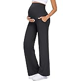Summer Mae CloudFeel Maternity Pants Over The Belly Pregnancy Yoga Pant with Pockets Stretchy Casual Lounge Wide Leg Trousers