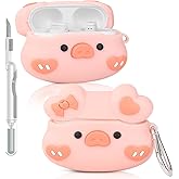 Case for Beats Studio Buds/Buds Plus Earbuds | Silicone Charging Protective Cover | with Cleaning Kit and Carabiner | Multiple Styles Skin Design | Case for Boys Girl Teen (PKpig, Cartoon)