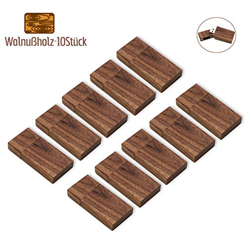 8GB Wood USB Flash Drive 10 Pack, USB Drives 8 GB 10 Pieces Wood Memory Stick JBOS Thumb Drives Gig Stick USB2.0 Pen Drive for Fold Digital Date Storage, Zip Drive, Jump Drive, USB Stick (Walnut) - Thumbnail 7