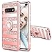 Maxdara Case for Galaxy S10 Plus Glitter Case with Ring Holder Rhinestone Kickstand Series with Bling Sparkle Diamond Bumper Luxury Pretty Fashion Girls Women S10 Plus Case (Stripe Rosegold)