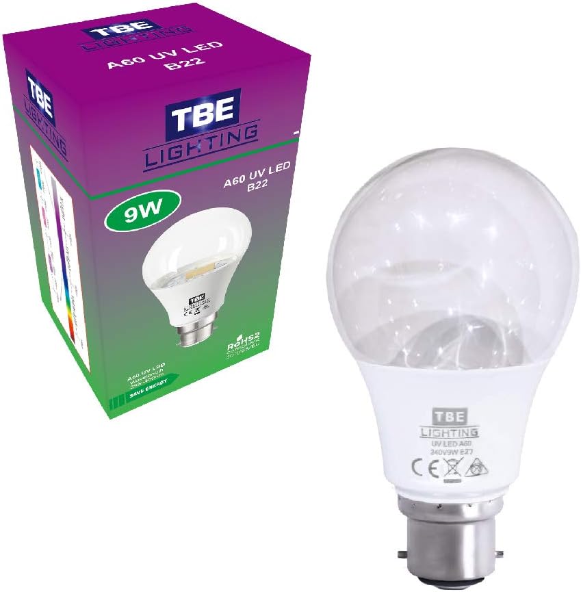 TBE LIGHTING UV LED Bulb, 9w Ultra Violet Black Light Bulbs, B22 Standard Bayonet Fitting, 395-400nm wavelength - Image 3