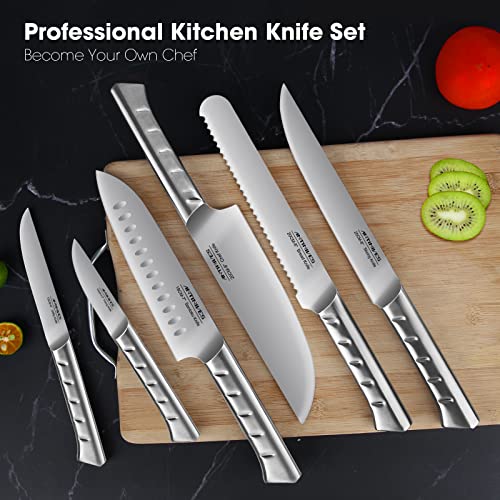 Knife Set, ANTINIVES Stainless Steel Knife Sets for Kitchen with Block, Professional Chef\'s Knives Perfect Cutlery Set Gift (11PCS)