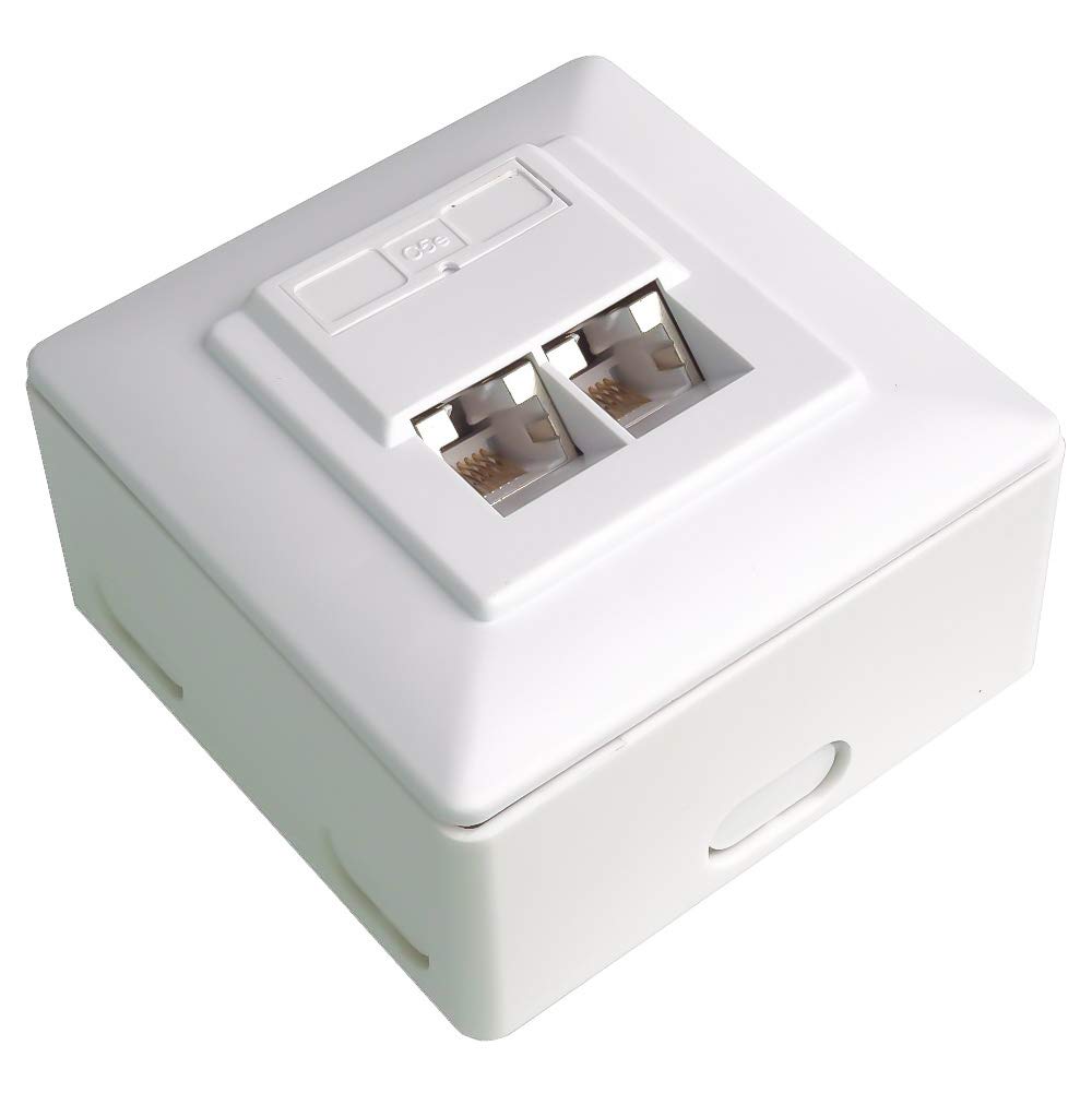 PremiumCord Wall Socket 2x RJ45 Socket, Cat5e STP Shielded, White