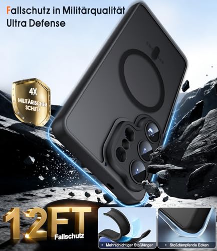 JAME Case for Samsung Galaxy S26 Ultra with 2 Screen Protectors and Full Camera Protection, Compatible with MagSafe, Shockproof, Scratch-Resistant, Translucent Matte Mobile Phone Case for Samsung S26 Ultra, Black