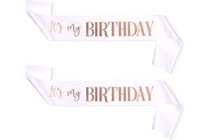 XTHROTSENK It's My Birthday Sash 2 Packs Birthday Sash for Women White and White Happy Birthday-Sash for Women Men Birthday-Party Gifts