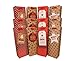 Holiday Wine Bottle Gift Bags with Tissue Paper - 12 Pack Bulk Variety Set - Includes 4 Cute Red and Gold Designs with Printed Gift Tags - Bottle Totes for Christmas Presents - by Haute Soiree