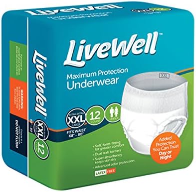 Supreme FlexRight Protective Unisex Underwear (Double Extra Large - XXL 68" - 80" waist) - 12 Count