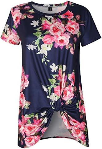 TrendiMax Women Floral Printed Blouse Short Sleeve Casual Loose Tops T Shirt Tunic