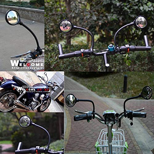Eyours Aluminum Alloy Flexible Handlebar Bike Mirror, Safe Rearview Mirror, Bicycle Convex Lense Mirror, Easy Adjustment and Shatter Resistant