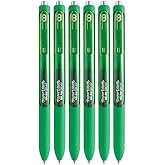 Paper Mate InkJoy Gel Pens, Green Ink, Medium Point (0.7mm), 6 Count, Bundle with Plastic Reusable Pouch