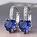 GULICX White Gold Tone Sapphire Color Blue Huggie Hoop Earrings Leverback Heart Shape Women Girls