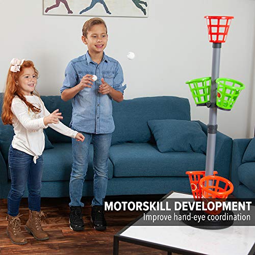 Sport Squad Basket Bash Indoor/Outdoor Tower Toss Game with Bean Bags & Table Tennis Balls