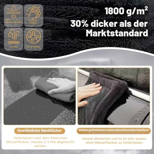 Ghguole Car Drying Towel, 90 x 60 cm - 1800 GSM - Enlarge/Thickening Microfibre Drying Towel, Car Towel, Ultra Absorbent, Premium Microfibre Towel