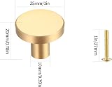 Yibaijia Brass Round Cabinet Knobs 4 Pack 20mm 25mm Screws Gold view 2