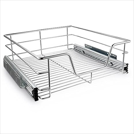 Relaxdays Teleskopschublade aus verchromtem Metall - Schrankauszug 50 cm