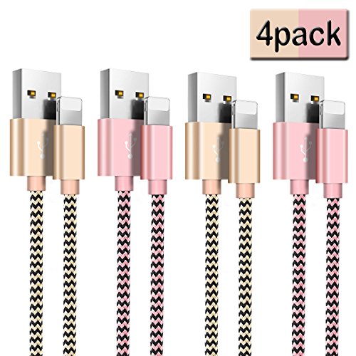 BESKIN Lightning Cable, 4Pack 5ft/1.5M Nylon Braided Charging Cord for iphone, Lightning to USB Cable, Charger Cable for iPhone X/8/8 Plus/7/7 Plus/6/6 Plus/5/5S/5C/SE (Pink+Gold) - Thumbnail 7