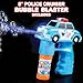 Bubble Machine Blower Gun Fire and Police Set by Art Creativity - Flashing Light and Sound Shooter Blasters - Kids Toys - Fire Truck, Police Cruiser, 4 Solution Refills - Batteries Included