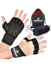 Ventilated Weight Lifting Gloves for Gym Workout PLUS Bonus Gym Towel & Bag Kit. Wrist Wrap Support for Weightlifting & Cross Training Fitness. Full Palm Protection Gym Gloves for Men & Women.