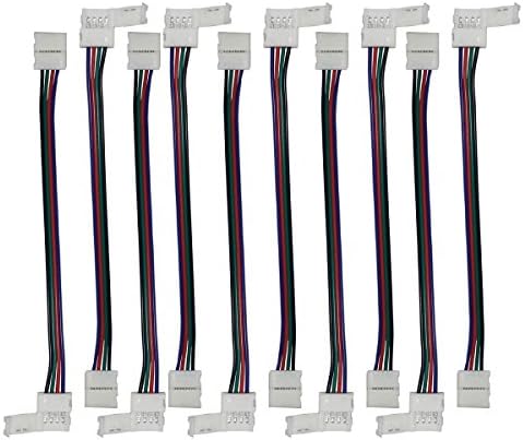 SINNRY 10 Pcs 4 Pin Strip to Strip Coupler Connector 10MM for LED 5050 RGB Strip Light - Strip to Strip Connector