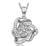 Dancing Heart ♥Daybreak♥ Swarovski 3A Cubic Zirconia Necklaces Flower Necklaces 925 Sterling Silver Necklace Perfet Gift for Women Gifts - I Want To See You At First Sight Every Morning