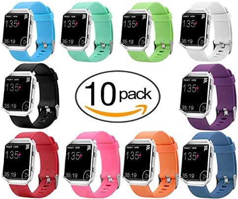 Fitbit Blaze Bands, Carhope Sport Silicone Accessory Replacement Strap Large Small Band Bracelet Bands Fitbit Blaze Smart Fitness Watch (Large 10pcs)