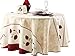 My Jolie Home 63-Inch Round Tablecloth Beige Red Leaf, Stain Resistant, Washable, Liquid Spills Bead up 63