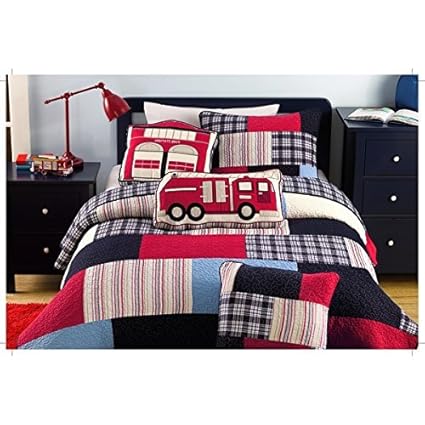 3 Piece Fireman Color Quilt Set This Fireman Bedding