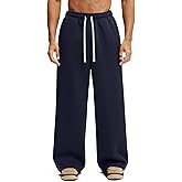HeSaYep Men's Fleece Lined Sweatpants Baggy Wide Leg Lounge Sweat Pants with Pockets