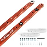 O'SKOOL Aluminum Miter Bars, 430mm, 2 Pack, Adjustable Fit for Less Play | Fits 3/4" x 3/8" T-shaped and U-slots, for Crosscut Sleds, Table Saw Sled Runners, Jigs, and Router Tables, PTA024