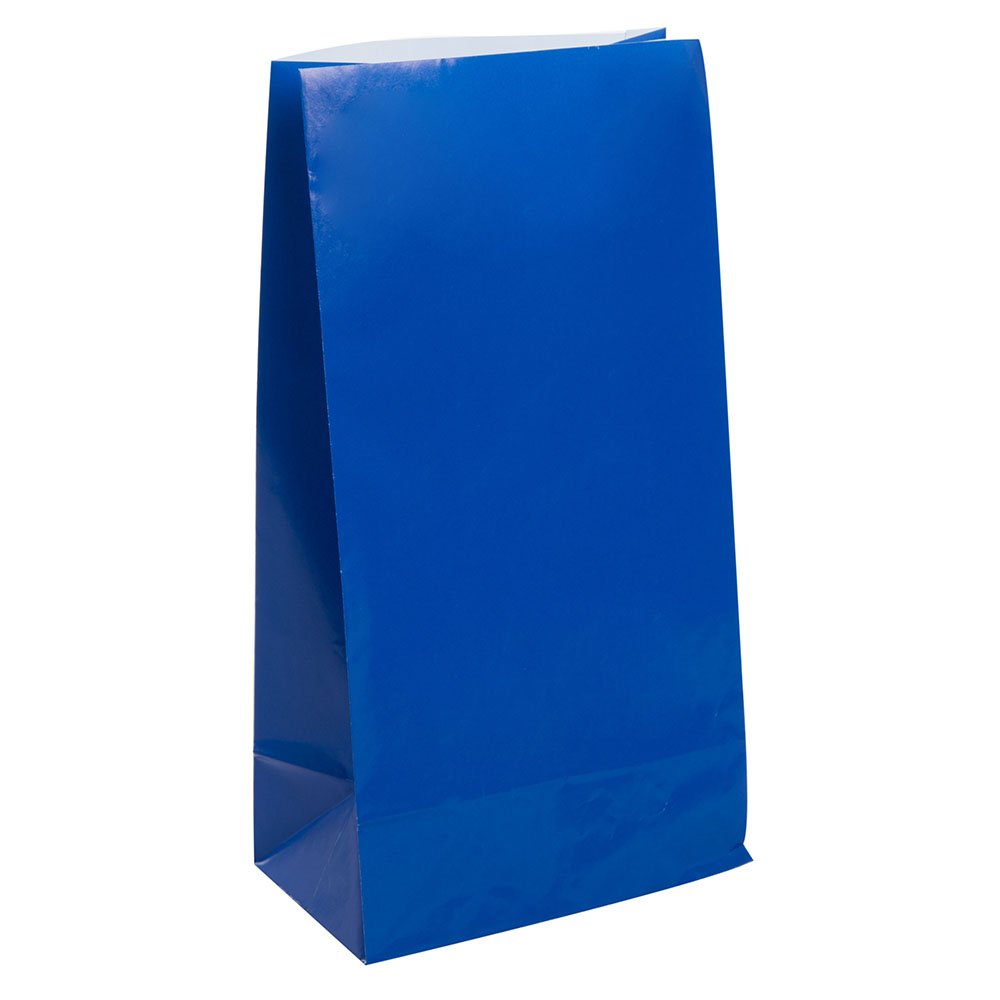 Vibrant Royal Blue Paper Party Bags (25cm x 13cm) 12 Count - Perfect for Celebrations and Events
