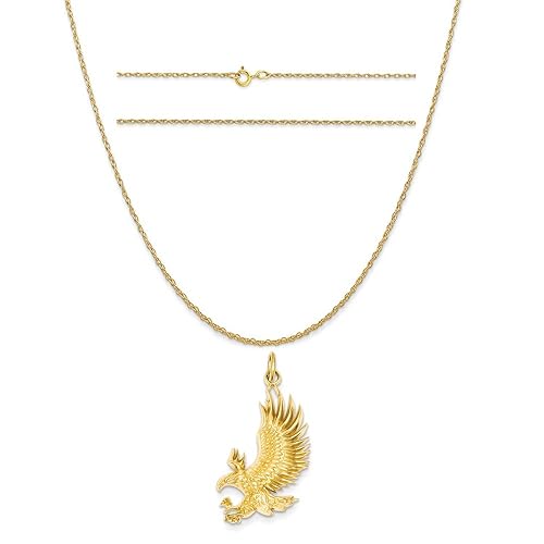 Amazoncom Kc 14k Yellow Gold American Bald Eagle Charm On