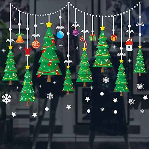 ZOCONE Christmas Window Stickers Holiday Decorations, Snowflake Window Clings, Santa Claus Snowman Window Decals for Home Office Shopwindow (4 Sets-A)