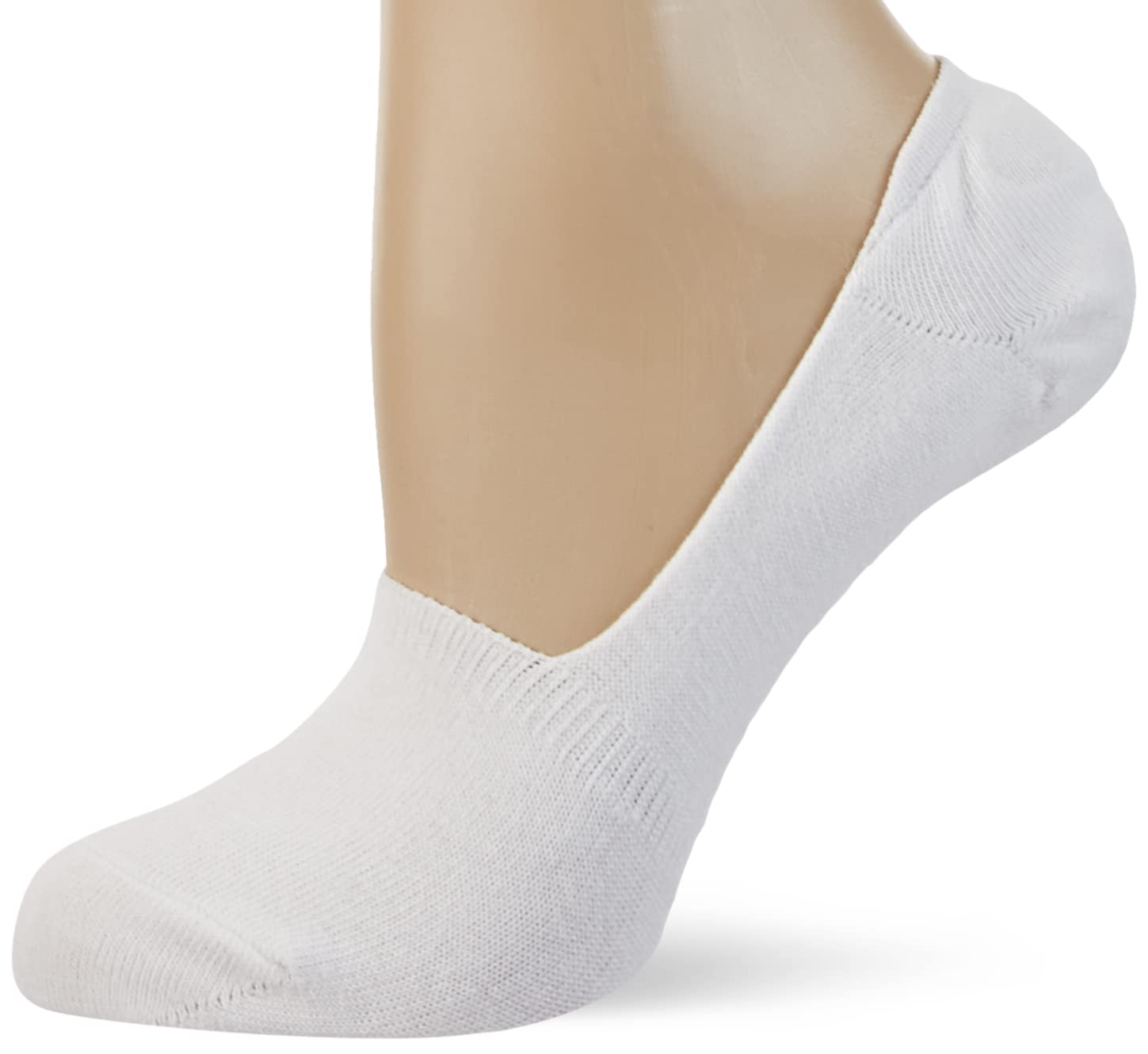 Nur Die Pack of 2 Cotton Invisible Short Socks Non-Slip with Silicone on the Heel for Women, White, 35-38