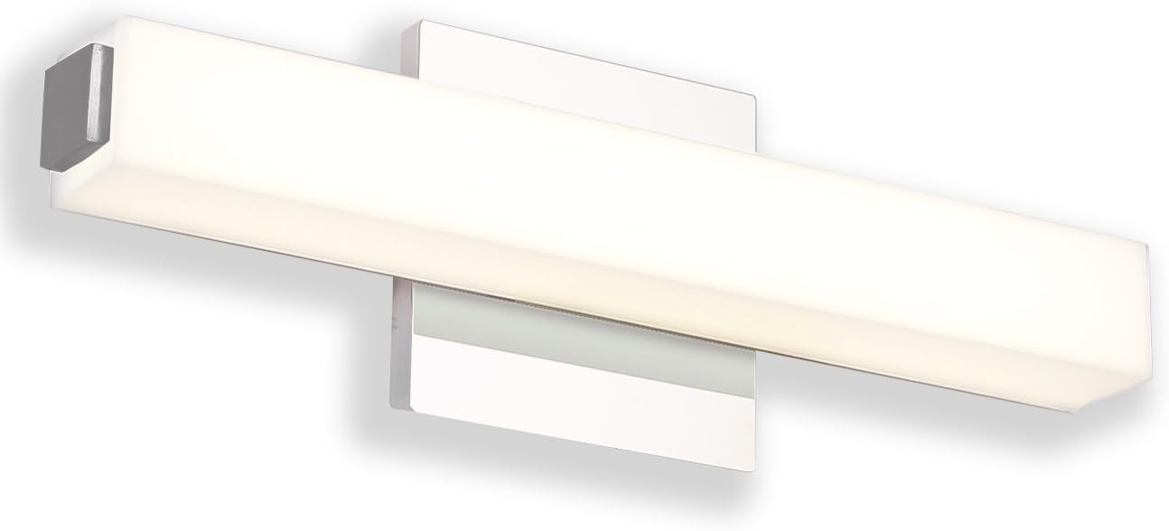 JUSHENG Wall Lights 12W Neutral White 4000K LED Small Wall Lights 16.5 inches White Acrylic Rectangle Tube Vanity Light Bathroom & Bedroom Light Fixtures