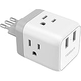 Italy Plug Adapter, TESSAN US to Italy Plug Adapter with 2 USB, Type L Italy Travel Adaptor, Electrical Outlet Plug Adapter f