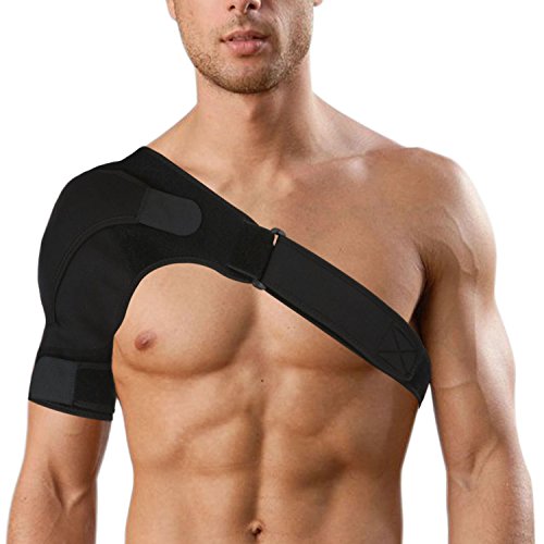 Enhanced Shoulder Support, Neoprene Compression Brace for Rotator Cuff Injury AC Joint Dislocated Prevention and Recovery Gym Sports Single Shoulder Strap Wrap Belt Band Pad（Right)