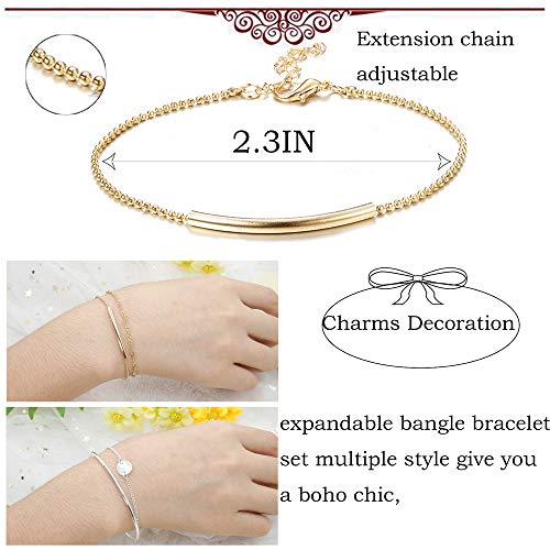 Thunaraz Multilayer Layered Bracelet Set Stackable Wrap Bangle Boho Bracelet Adjustable