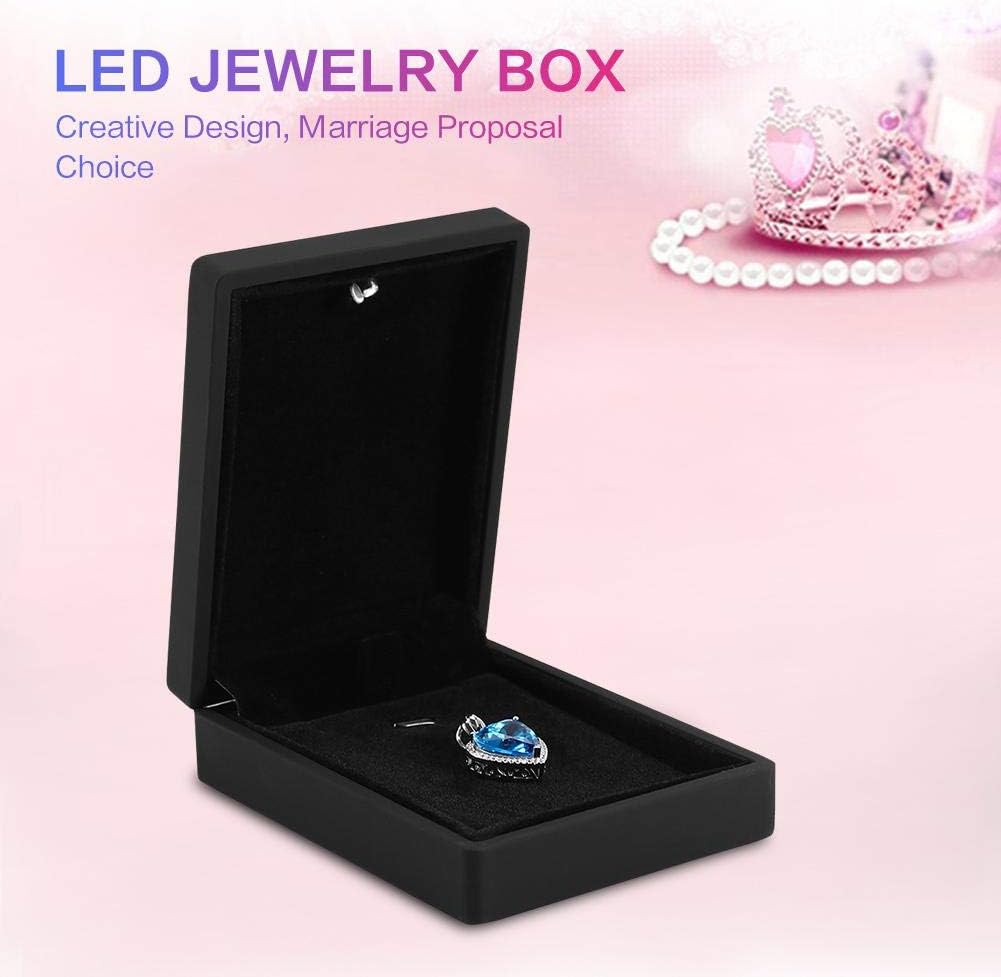 Salmue Jewellery Gift Box with LED Light, Necklace Bracelet Rings Pendant Storage Case for Wedding Proposal Engagement - Image 5