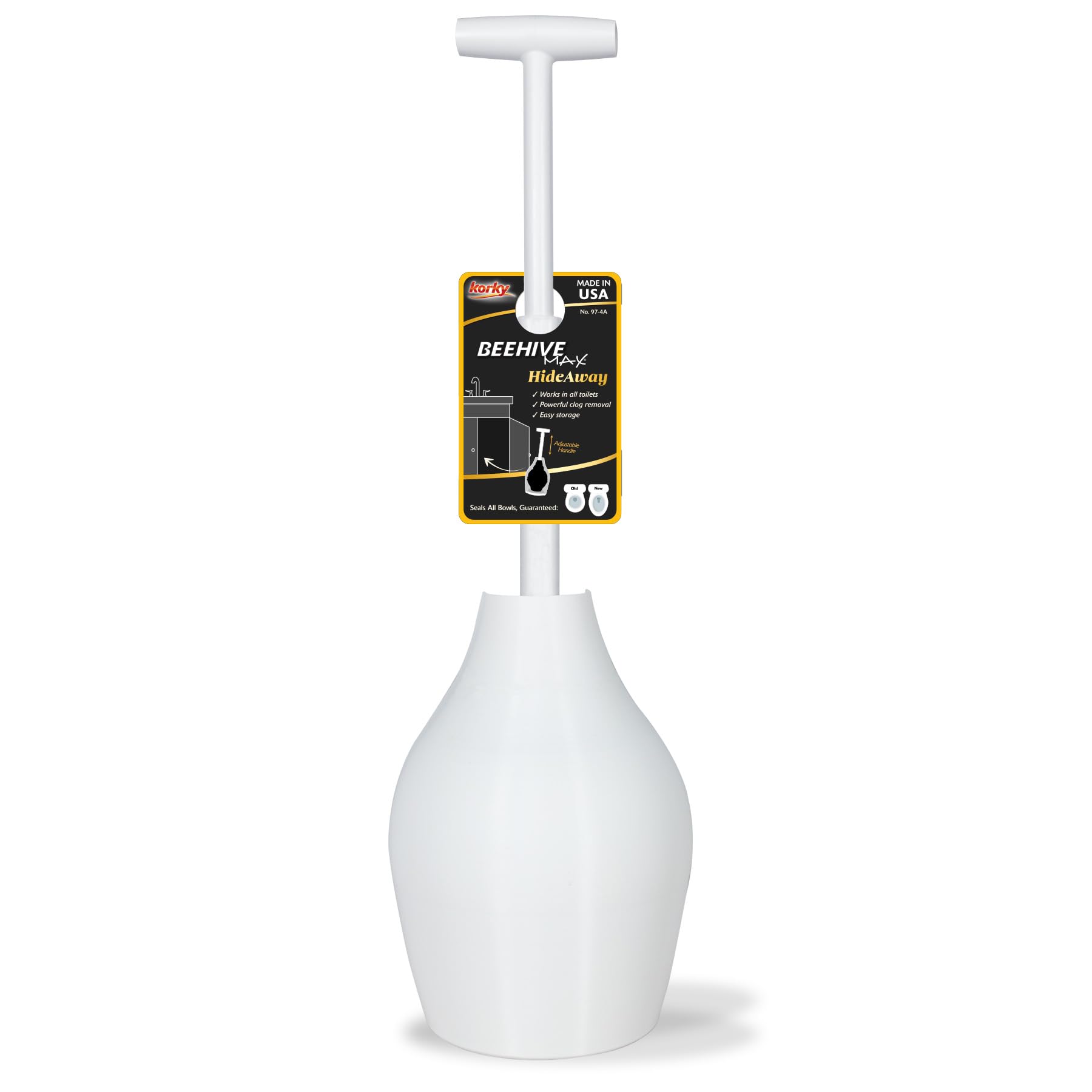 Photo 1 of **MISSING THE POLE** Korky BeehiveMAX Hideaway - Heavy Duty Toilet Plunger with Holder - Drip Free Carry - Seals All Bowl Shapes – Powerful Clog Removal, 97-5