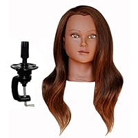 Ladella Beauty 24 - 26 " Cosmetology (Heavy Density) Ethnic 100 %Human Hair Mannequin Manikin Training Head with clamp - Sabina