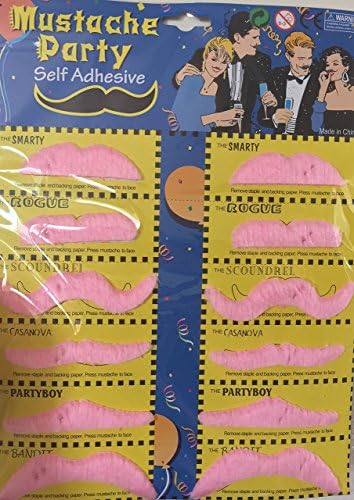 Mustache Party Fake Mustache Novelty & Toy, pack of 24 mustaches pink