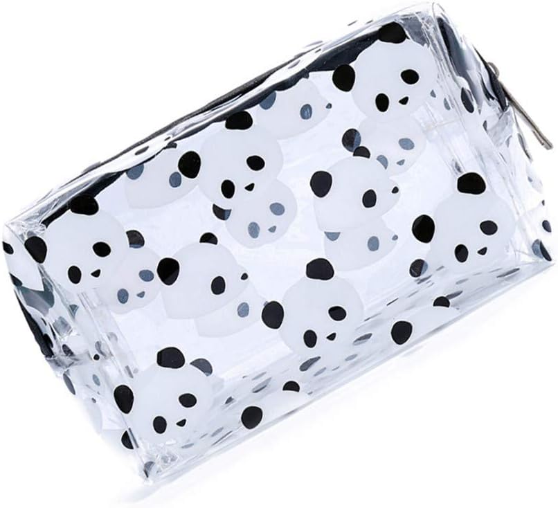 Cartoon Panda Pattern PVC Makeup Bags Zipper Handbag Clear Cosmetics Pouches for Travel
